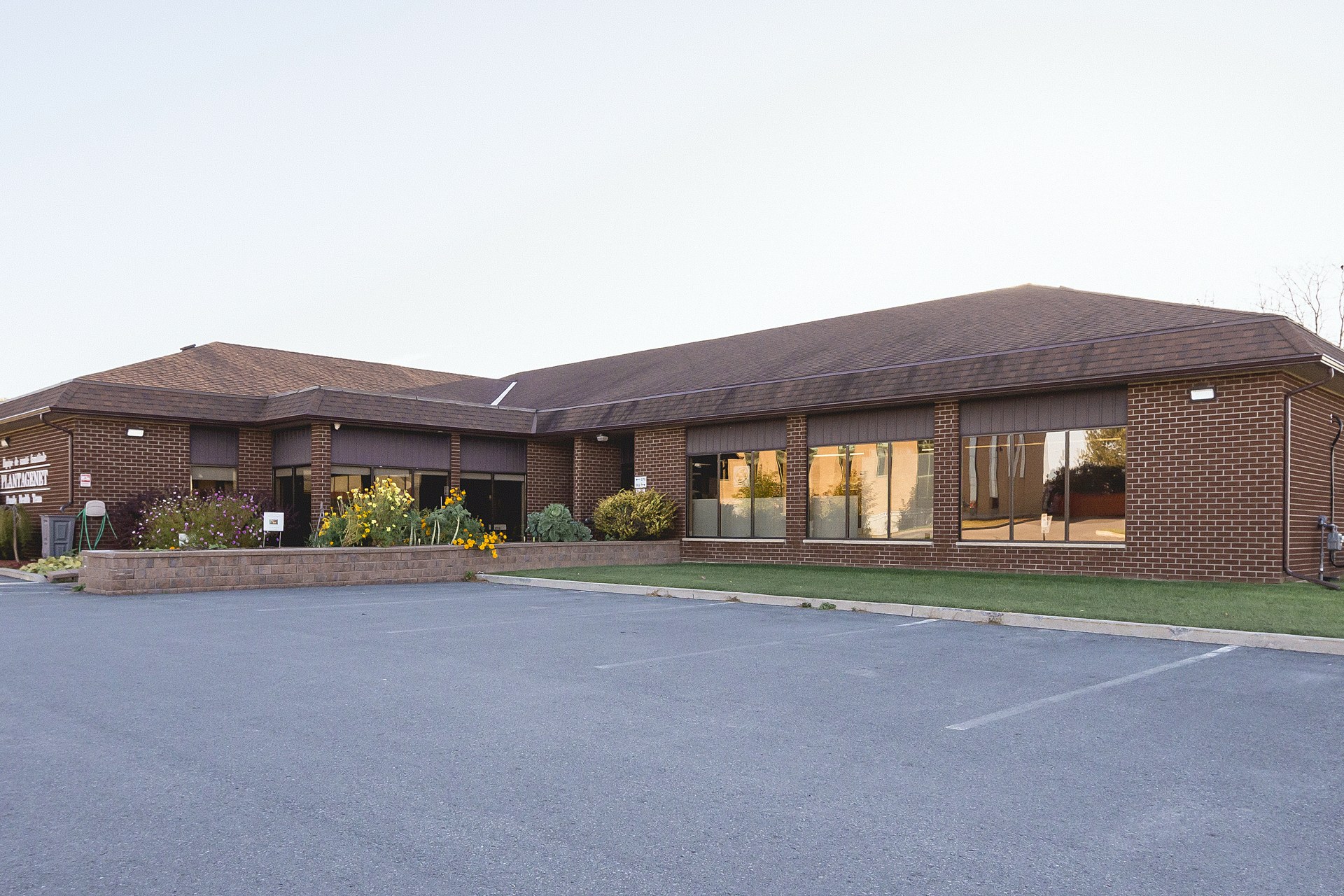 Front of the building in the evening