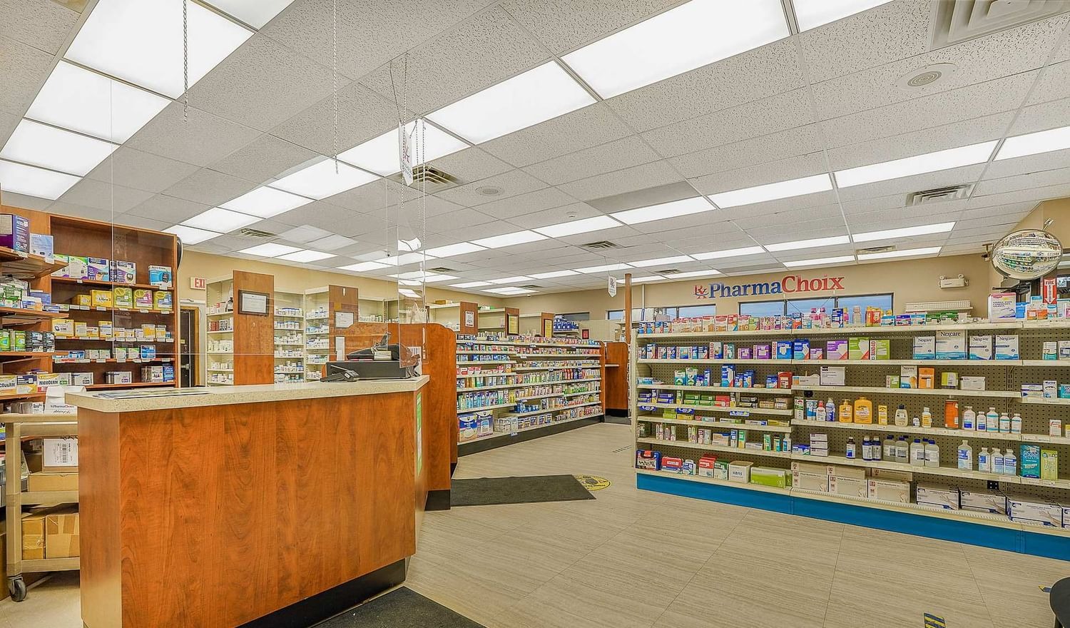 Interior of the pharmacy that occupies the other portion of the building